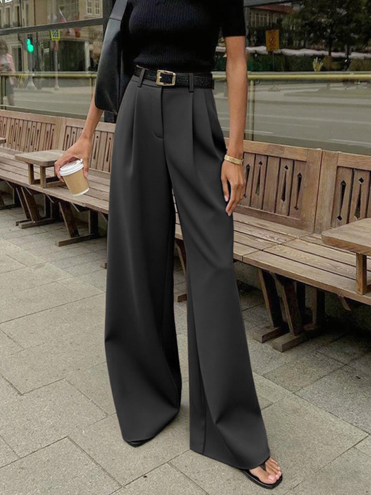 Sola Wide Leg Pants Women | Flowy Woven Fabric, Regular Fit 15