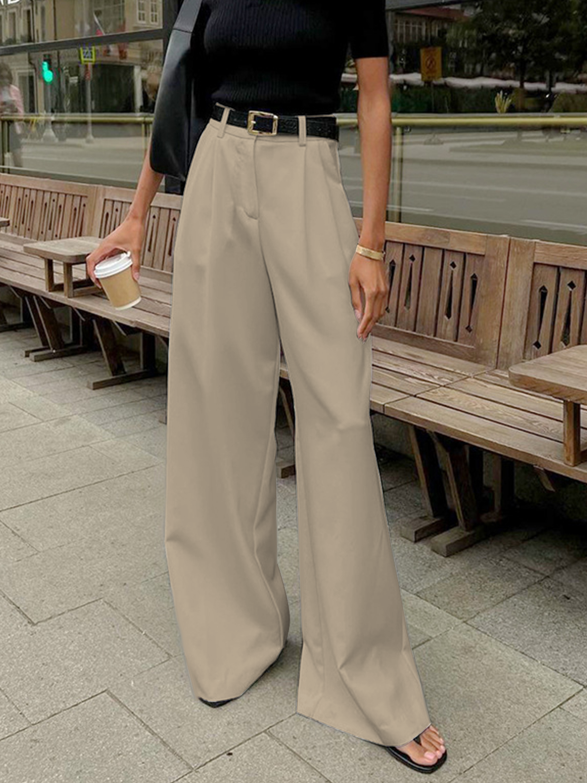 Sola Wide Leg Pants Women | Flowy Woven Fabric, Regular Fit 9