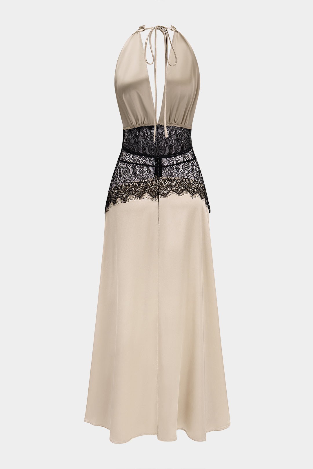 Soleil Satin Maxi Dress | Halter Neck, Backless, Patchwork Design 6