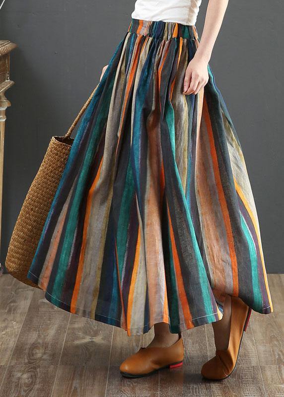 Sora A-Line Skirt | Striped Retro Print, Linen Blend 0