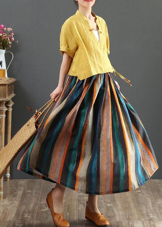 Sora A-Line Skirt | Striped Retro Print, Linen Blend 1