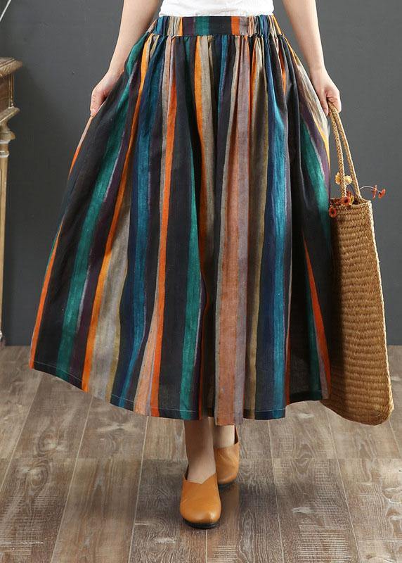 Sora A-Line Skirt | Striped Retro Print, Linen Blend 2