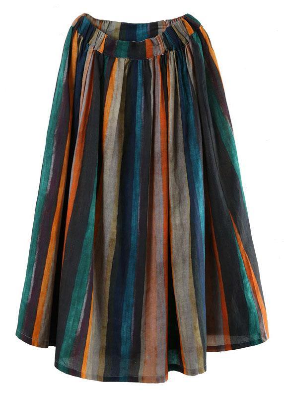 Sora A-Line Skirt | Striped Retro Print, Linen Blend 4
