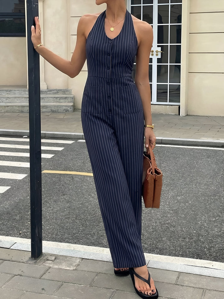 Sora Jumpsuit Women | Striped Halter Neck, Backless 2