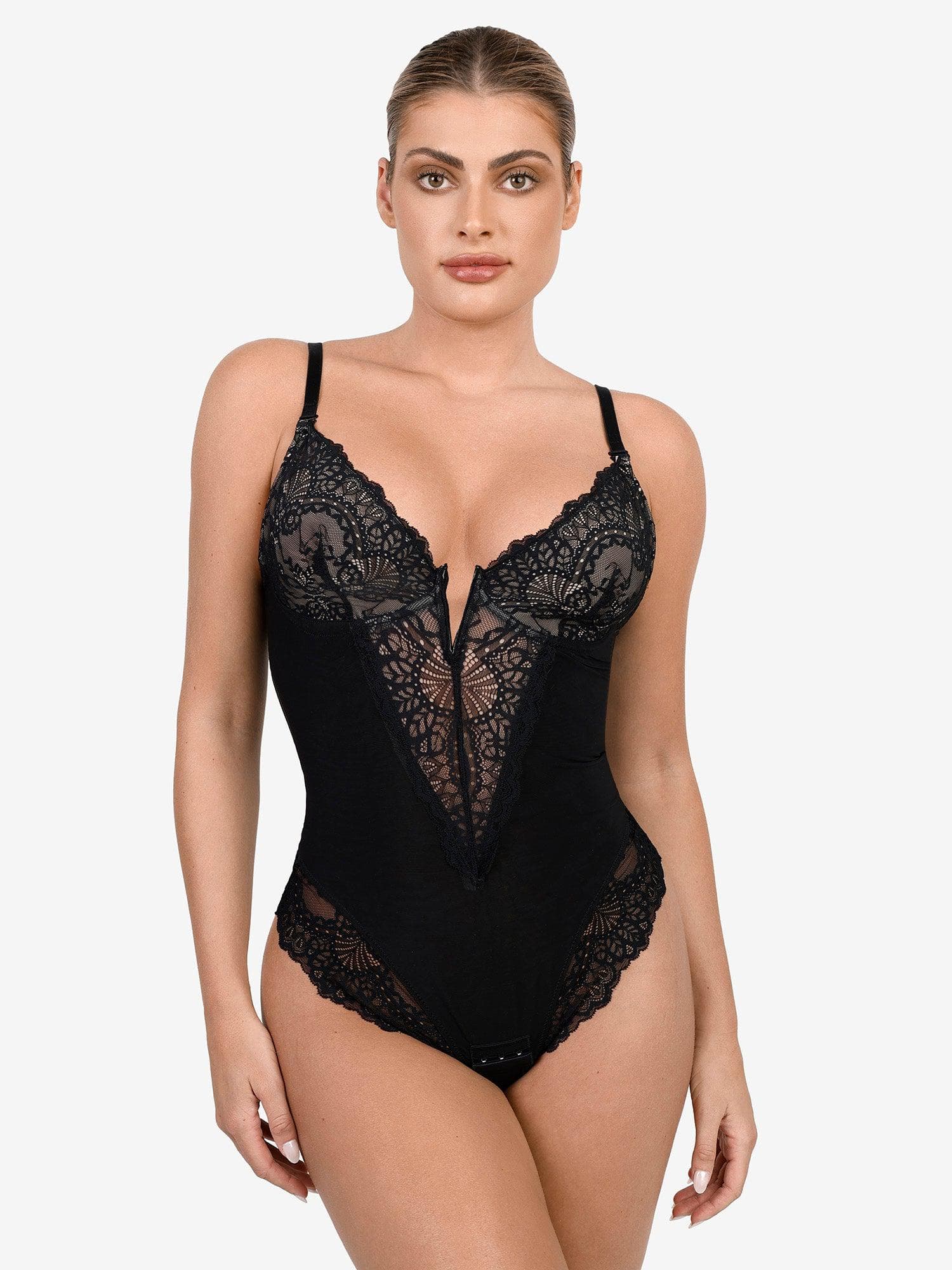 Svelte Lace Bodysuit | Deep V-Neck, Breathable High-Stretch Design 0
