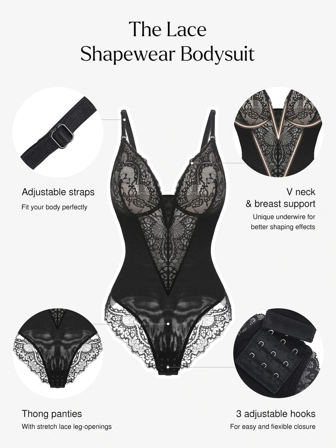 Svelte Lace Bodysuit | Deep V-Neck, Breathable High-Stretch Design 1
