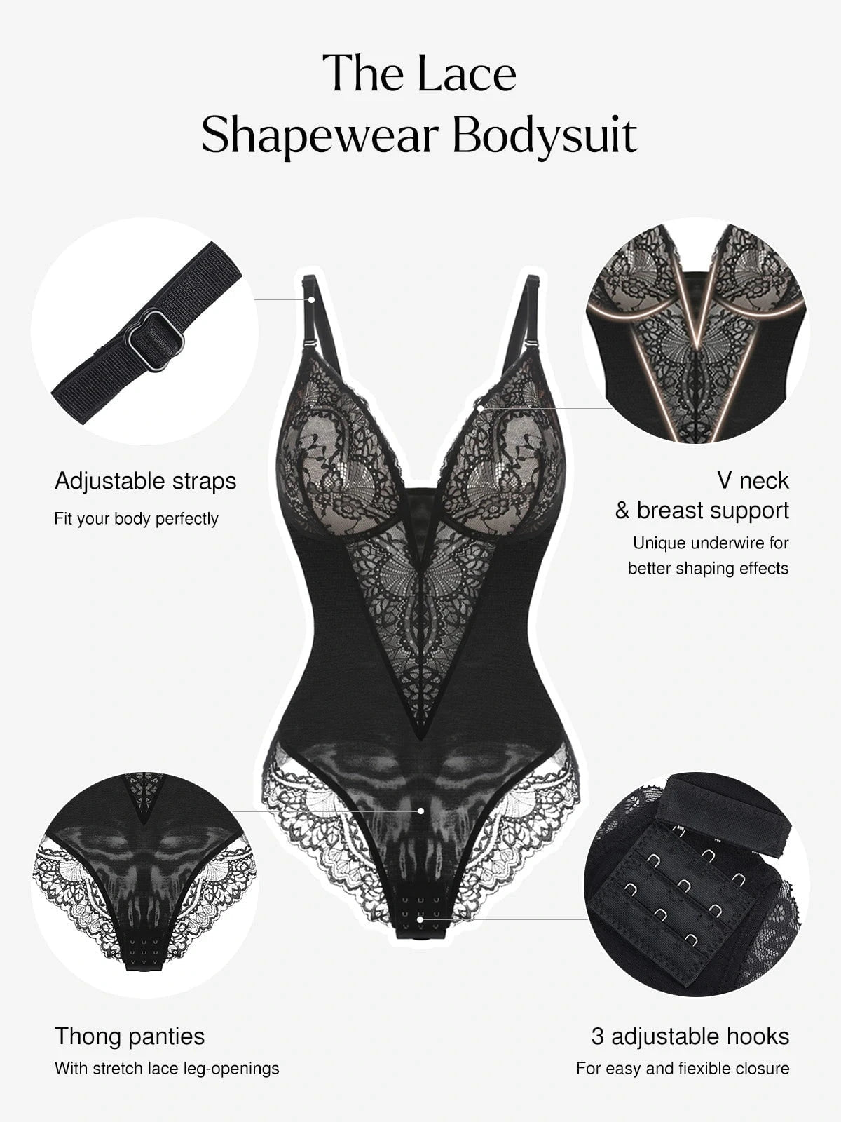 Svelte Lace Bodysuit | Deep V-Neck, Breathable High-Stretch Design 1