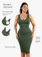 Svelte Midi Dress | Deep V-Neck, Tummy Control, Ribbed Fabric 1