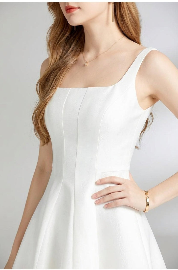 Talia Midi Dress | Tailored A-Line, Square Neck, Formal Style 1