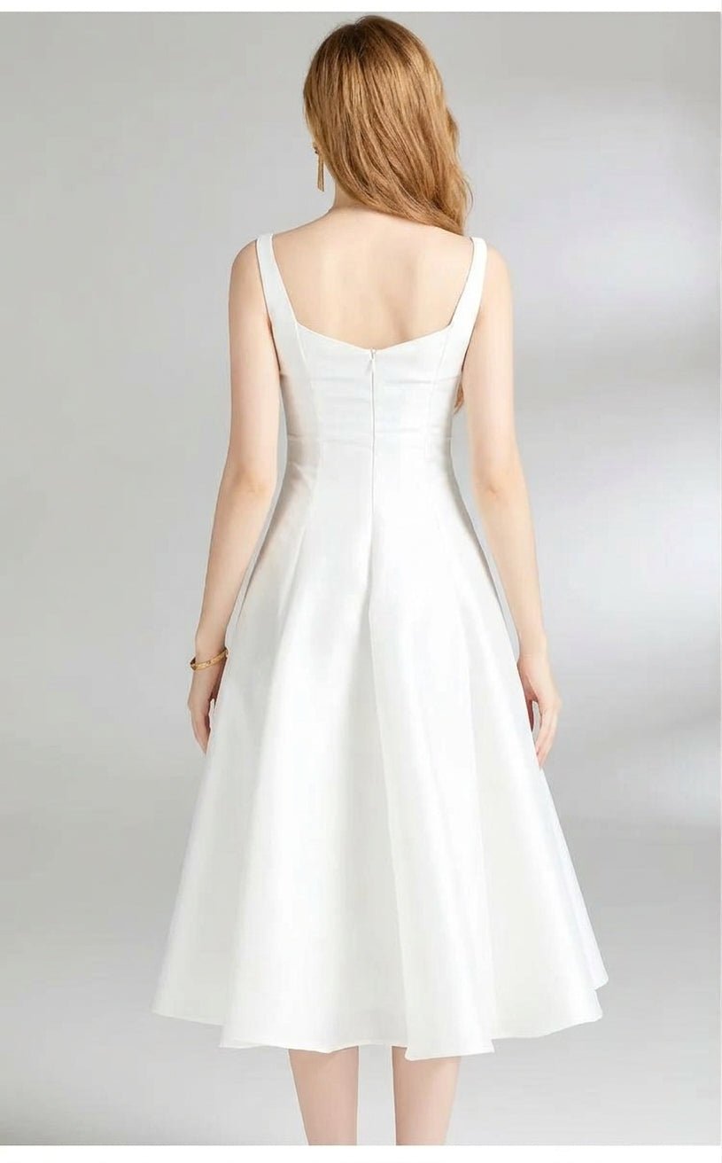 Talia Midi Dress | Tailored A-Line, Square Neck, Formal Style 2