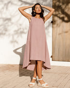 Talia Women's Dress | Lightweight Linen, Relaxed Fit, Asymmetrical Hem 0