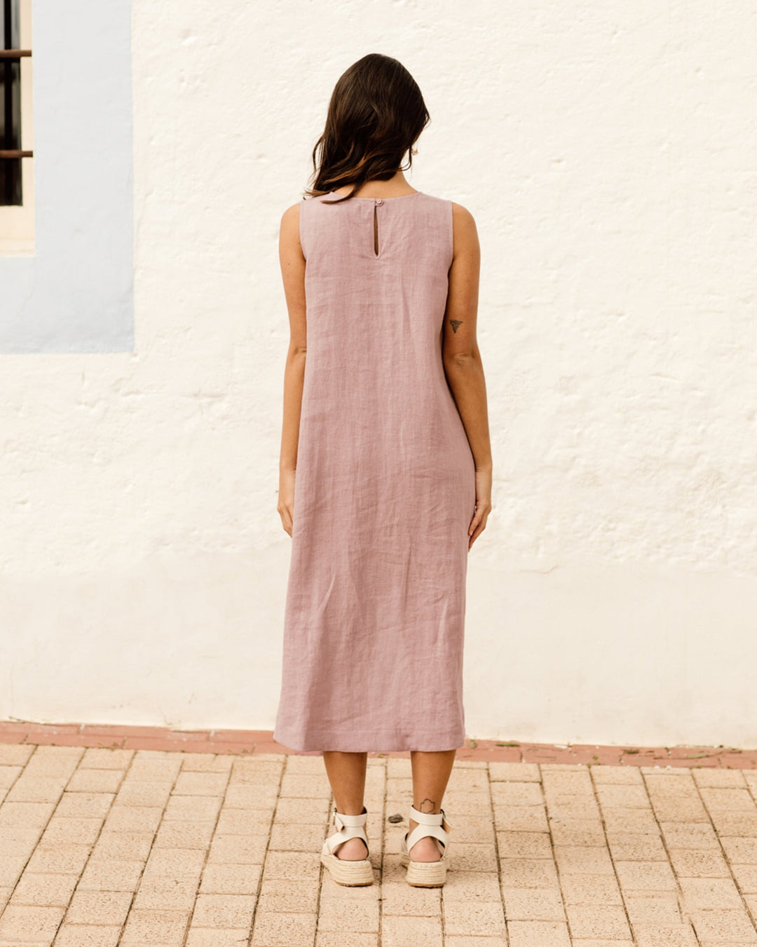 Talia Women's Dress | Lightweight Linen, Relaxed Fit, Asymmetrical Hem 2