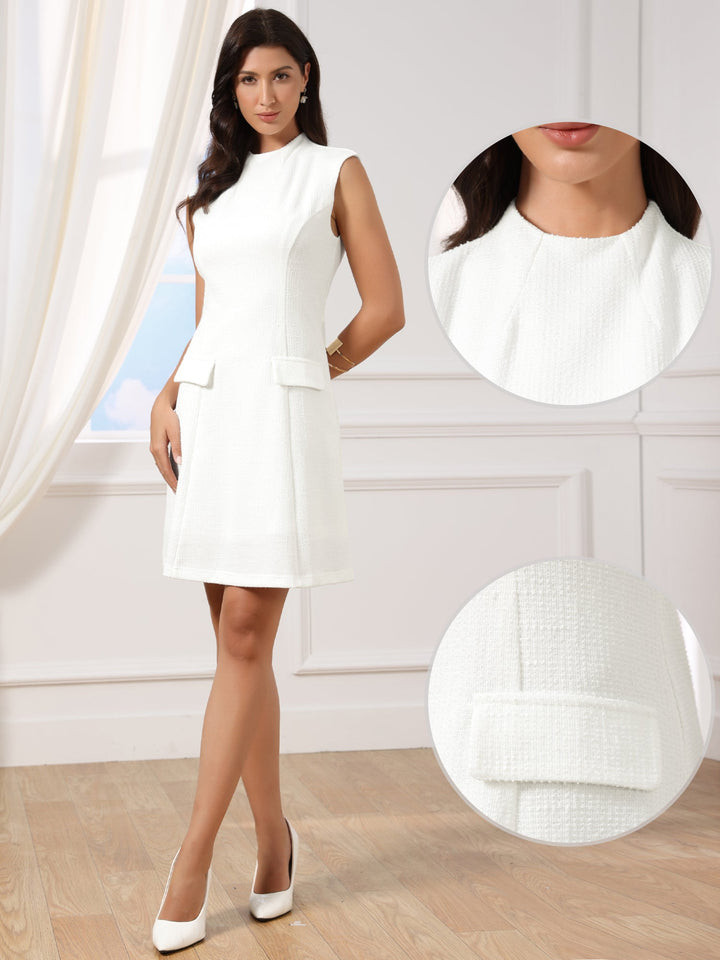 Tara Sheath Dress | Tweed, Mock Neck, Knee-Length 2