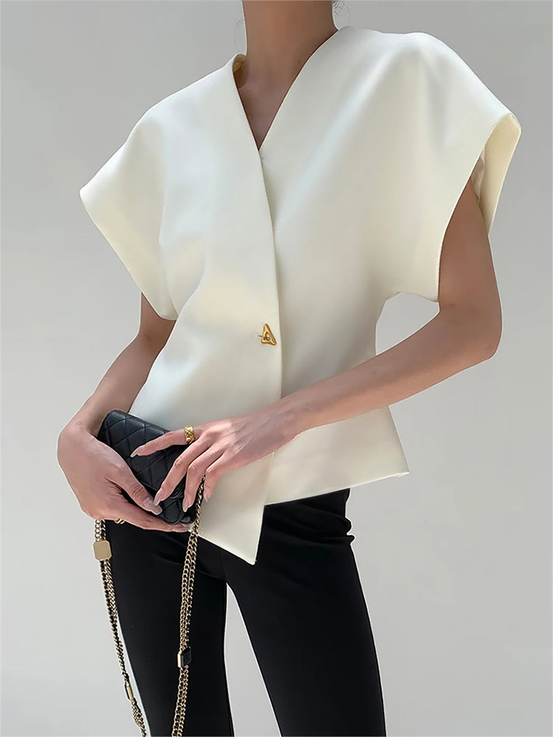 Tara V-Neck Blouse | Woven, Trendy Sleeveless Women's Summer Top 0