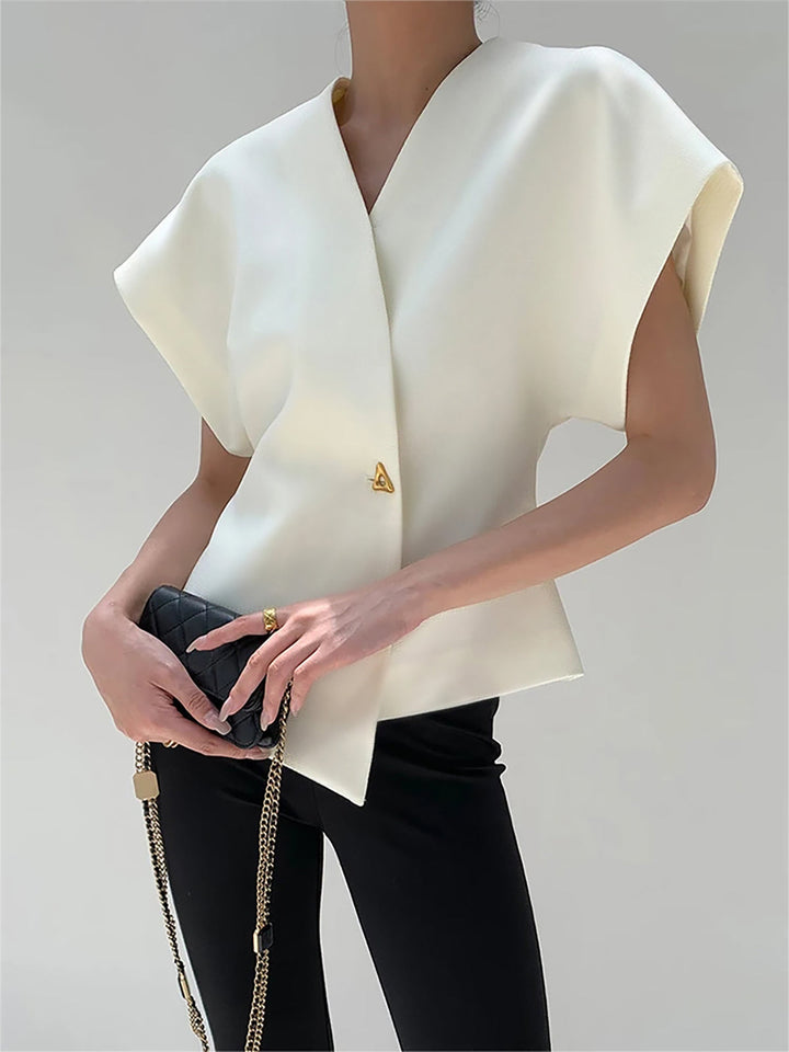 Tara V-Neck Blouse | Woven, Trendy Sleeveless Women's Summer Top 0