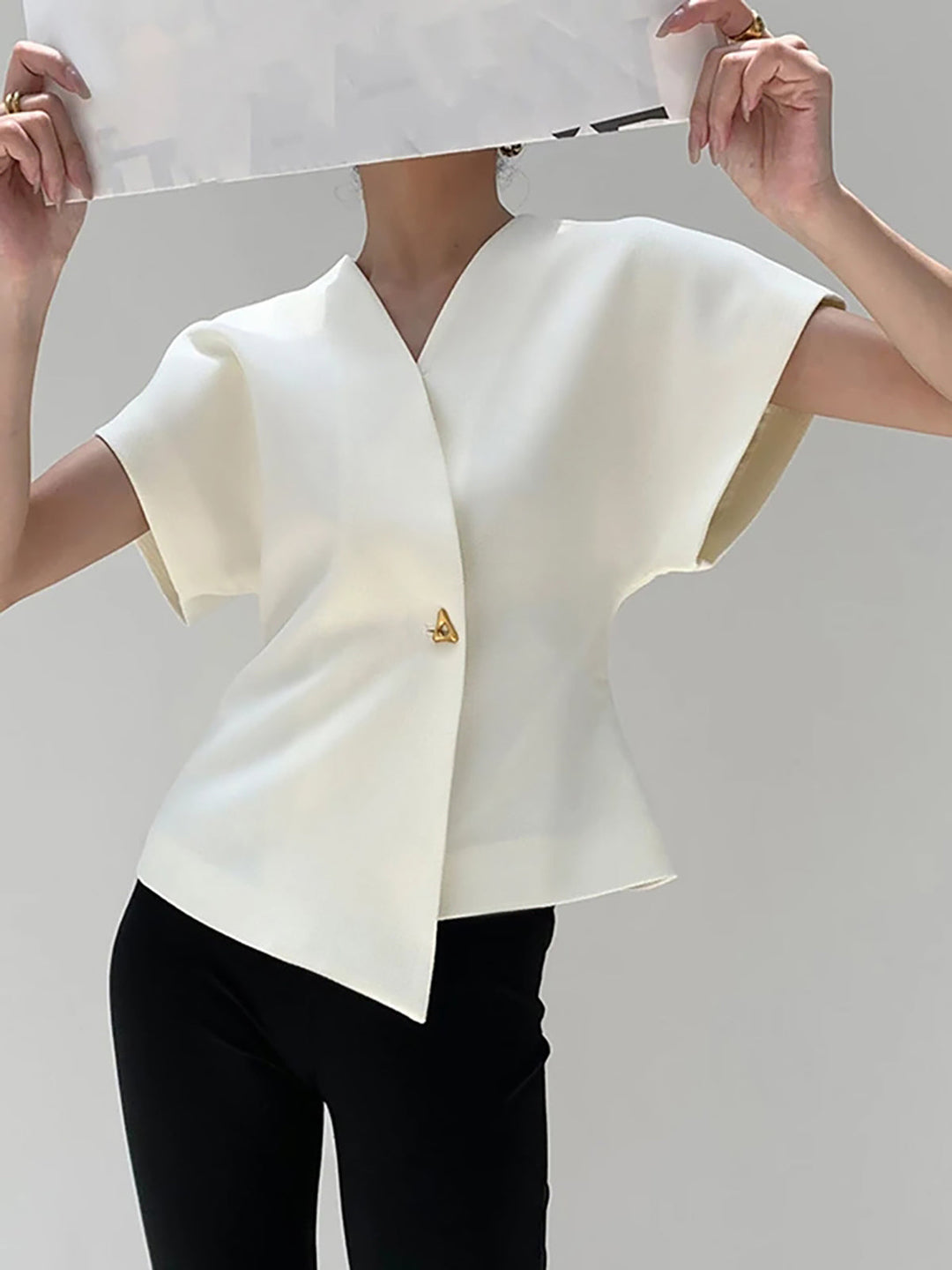 Tara V-Neck Blouse | Woven, Trendy Sleeveless Women's Summer Top 1