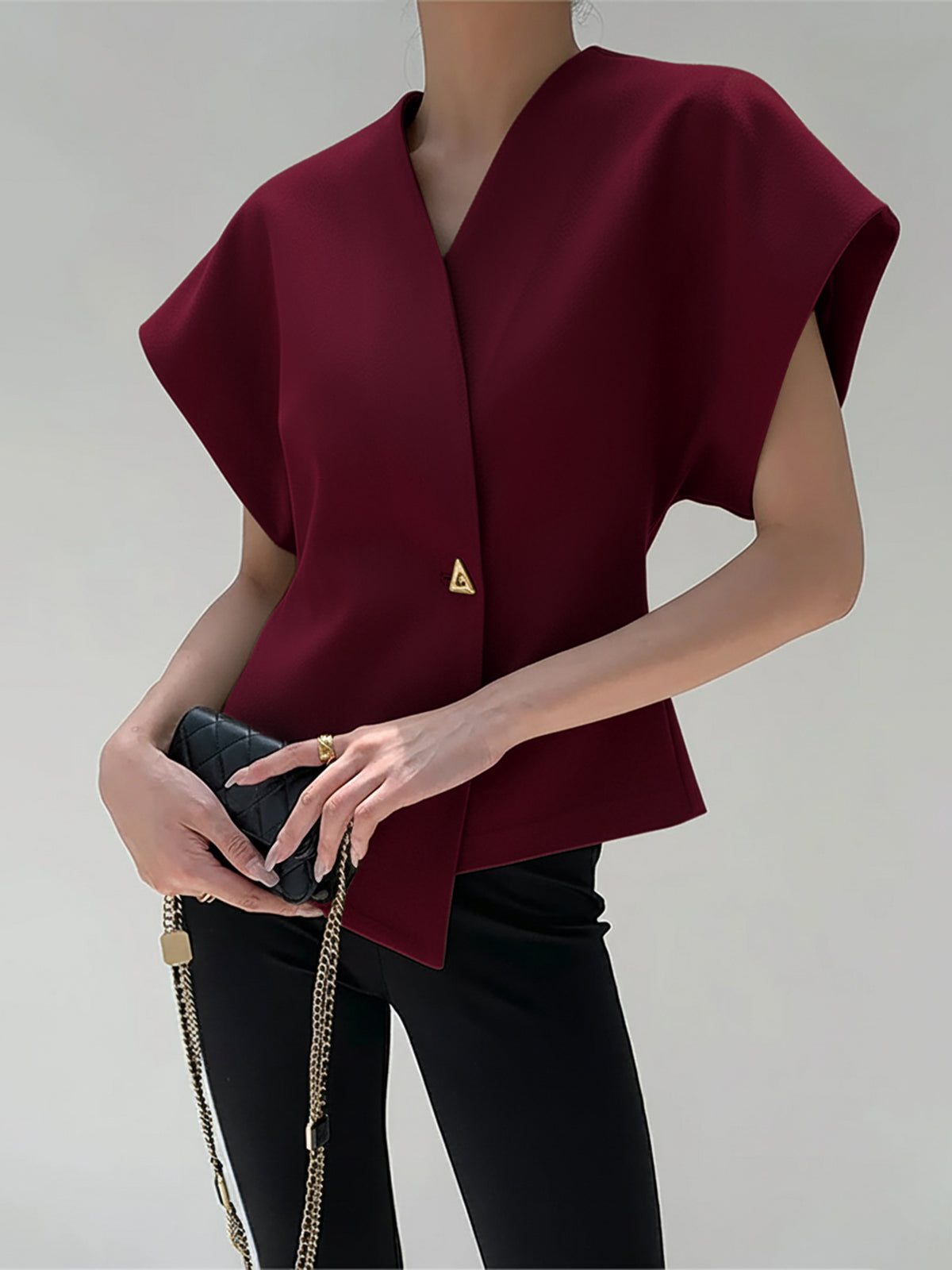 Tara V-Neck Blouse | Woven, Trendy Sleeveless Women's Summer Top 10