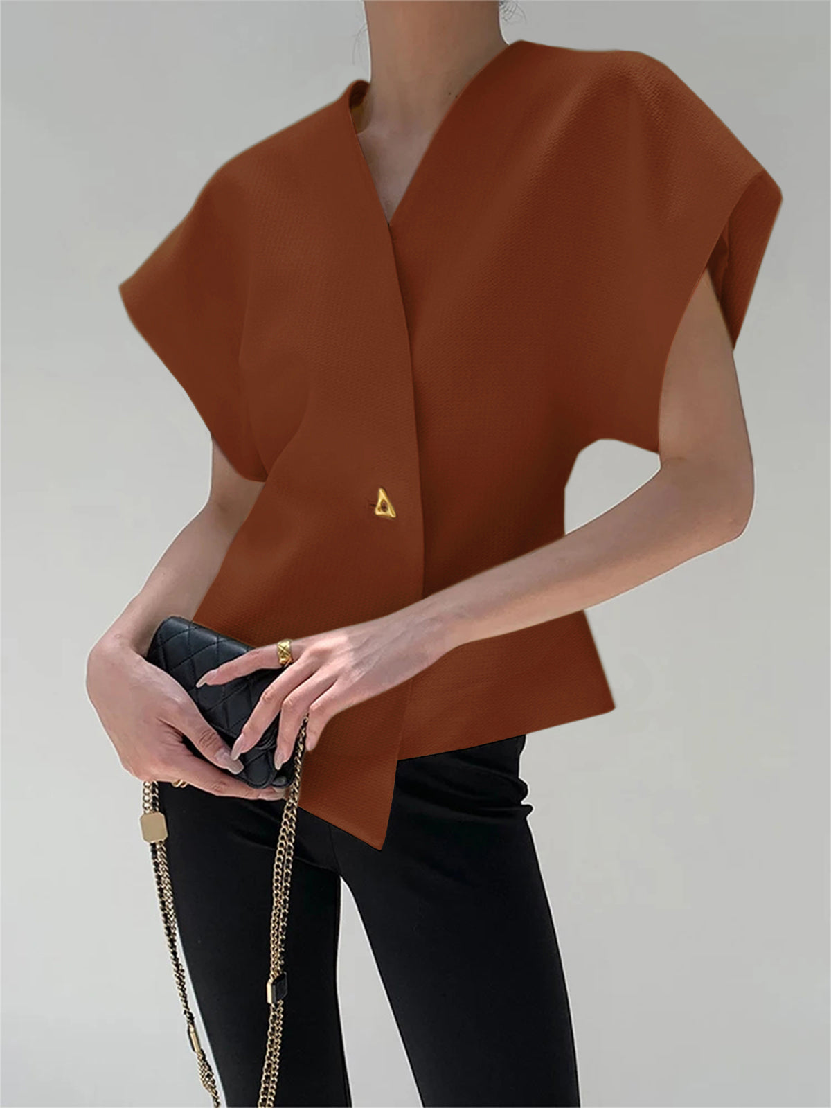 Tara V-Neck Blouse | Woven, Trendy Sleeveless Women's Summer Top 11