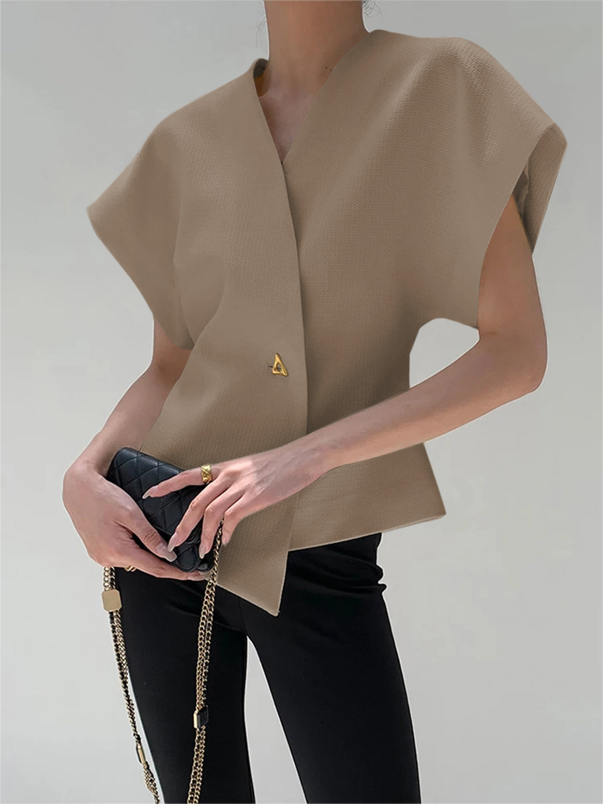 Tara V-Neck Blouse | Woven, Trendy Sleeveless Women's Summer Top 12