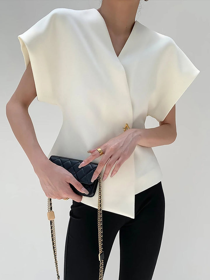 Tara V-Neck Blouse | Woven, Trendy Sleeveless Women's Summer Top 2