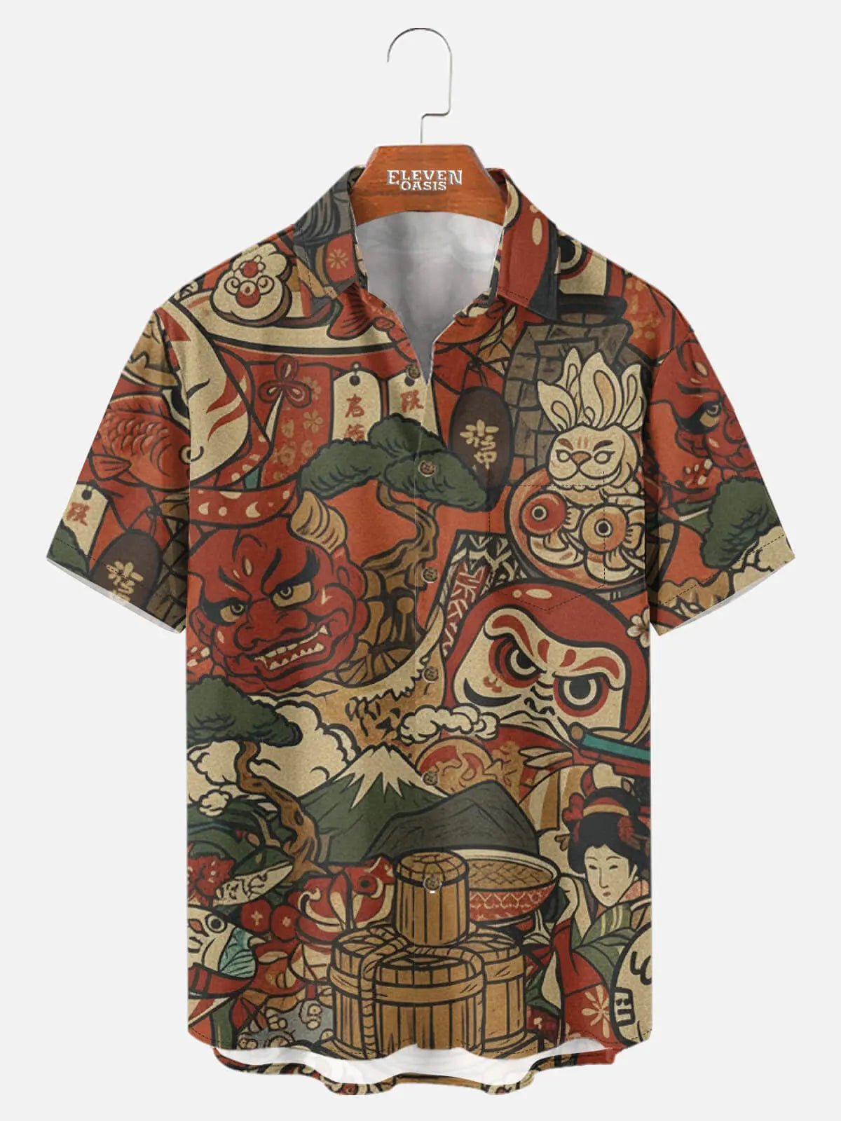 Taro Folk Motifs Shirt | Tall Fit, Short Sleeve, 100% Polyester 0