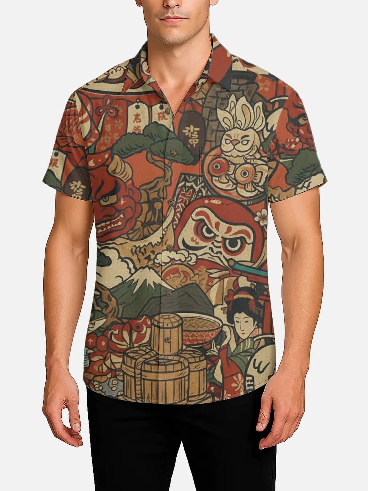 Taro Folk Motifs Shirt | Tall Fit, Short Sleeve, 100% Polyester 1