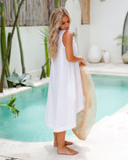 Tessa White Dress | Lightweight Linen, Asymmetrical Hem, Relaxed Fit 1