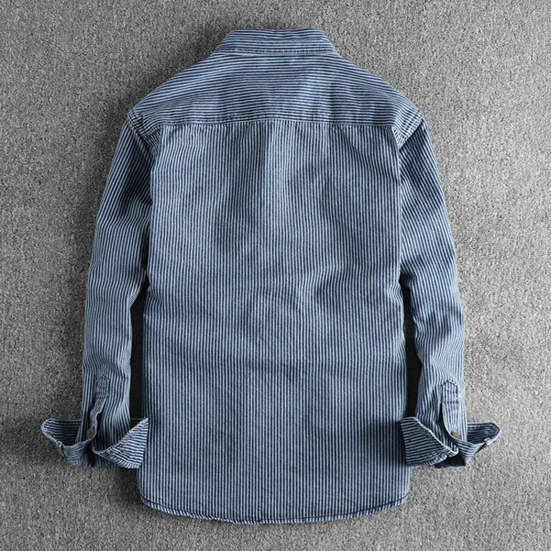 Theodore Vintage Denim Shirt | Striped, Cotton Blend, Relaxed Fit 2