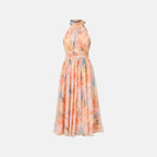 Thirza Halter Dress | Silk-Blend Chiffon, Unique Artwork Print - Wedding Guest & Cocktail Dress 3