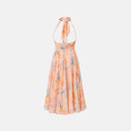 Thirza Halter Dress | Silk-Blend Chiffon, Unique Artwork Print - Wedding Guest & Cocktail Dress 4