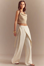 Tina Asymmetrical Pants | Tie Front, Straight Leg 0