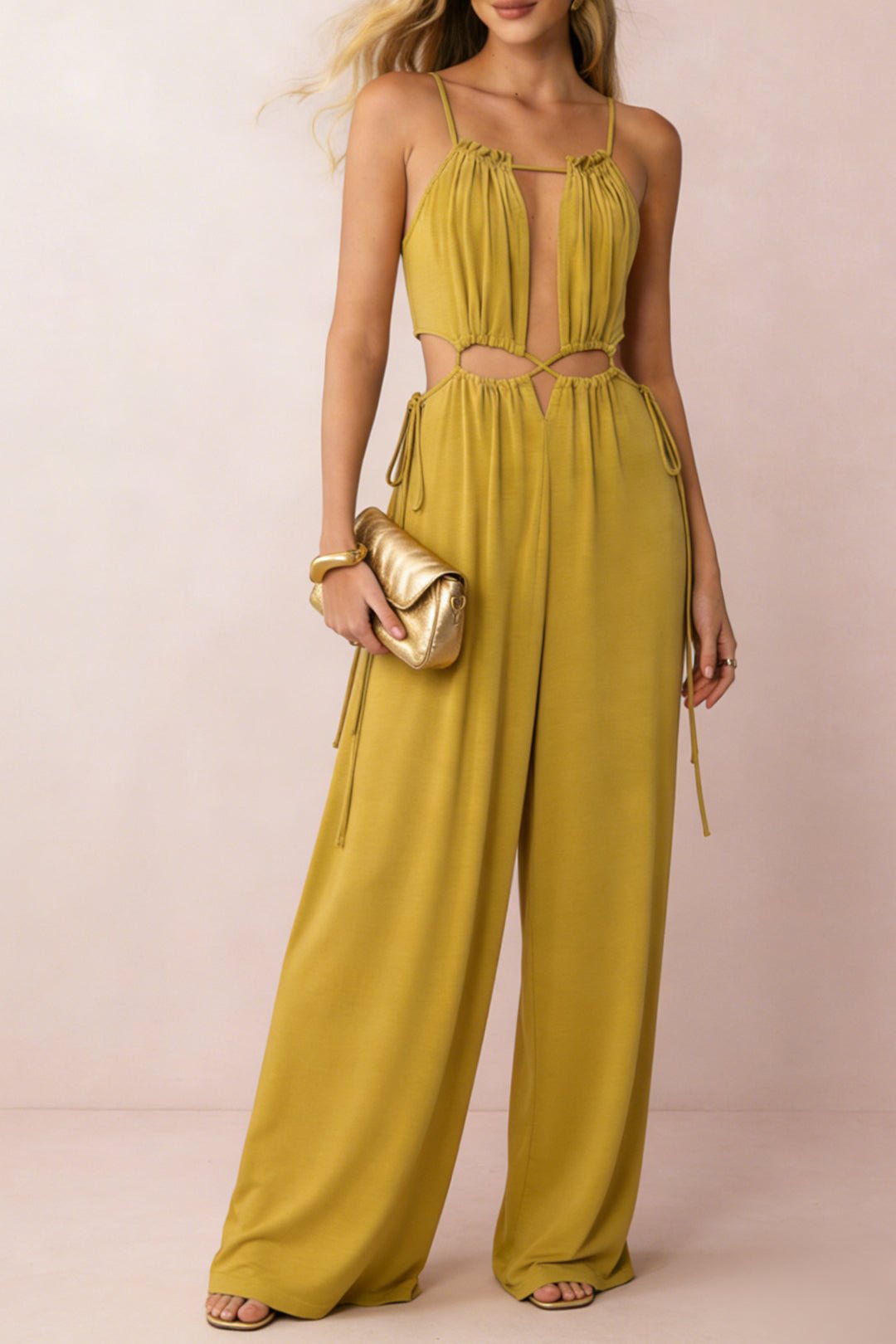 Tina Jumpsuit Women | Elegant Cut-Out Design, Soft Fabric, Adjustable Tie Front 0