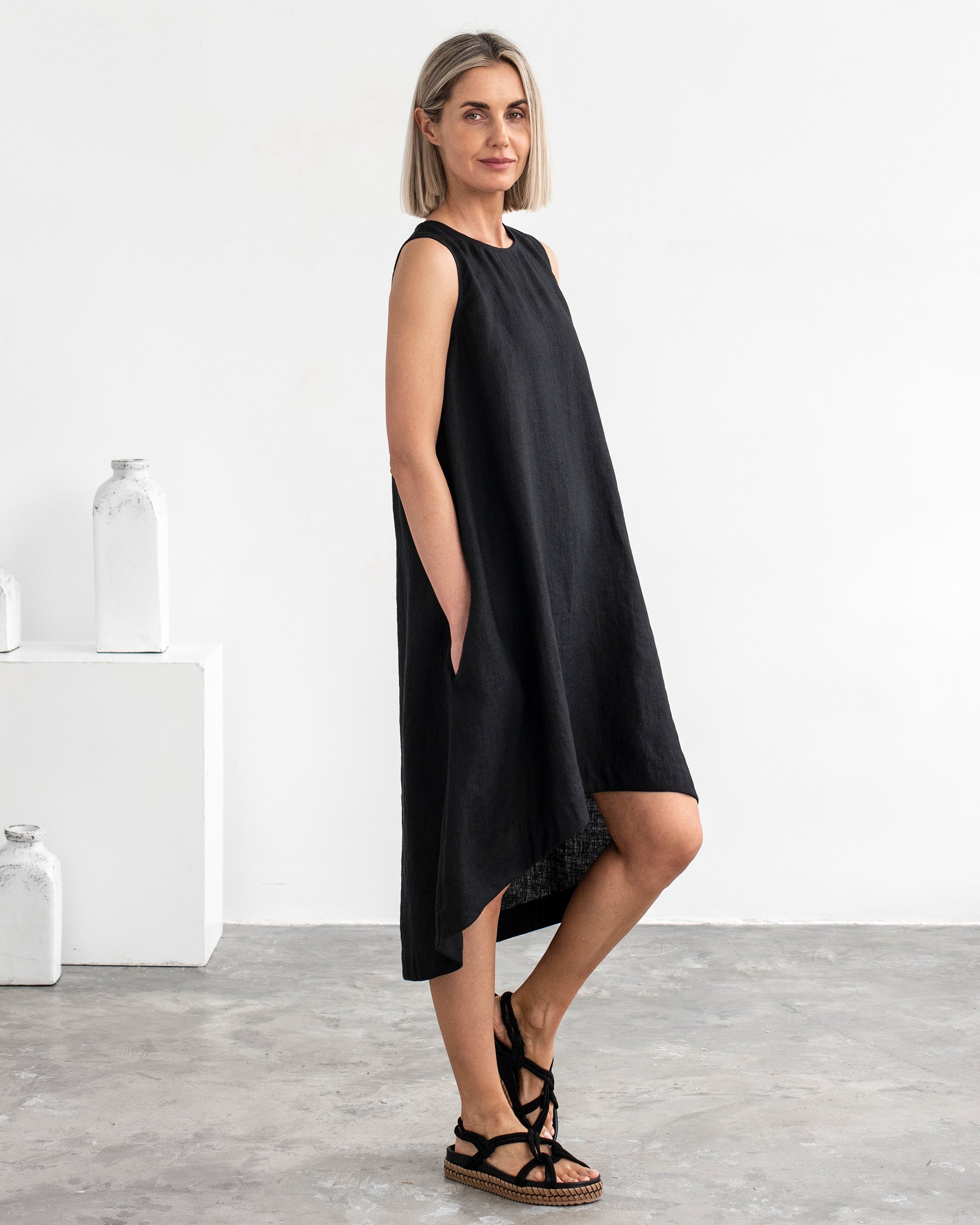 Toscana Linen Dress | Asymmetrical Hem, Relaxed Fit Summer Dress for Women 5