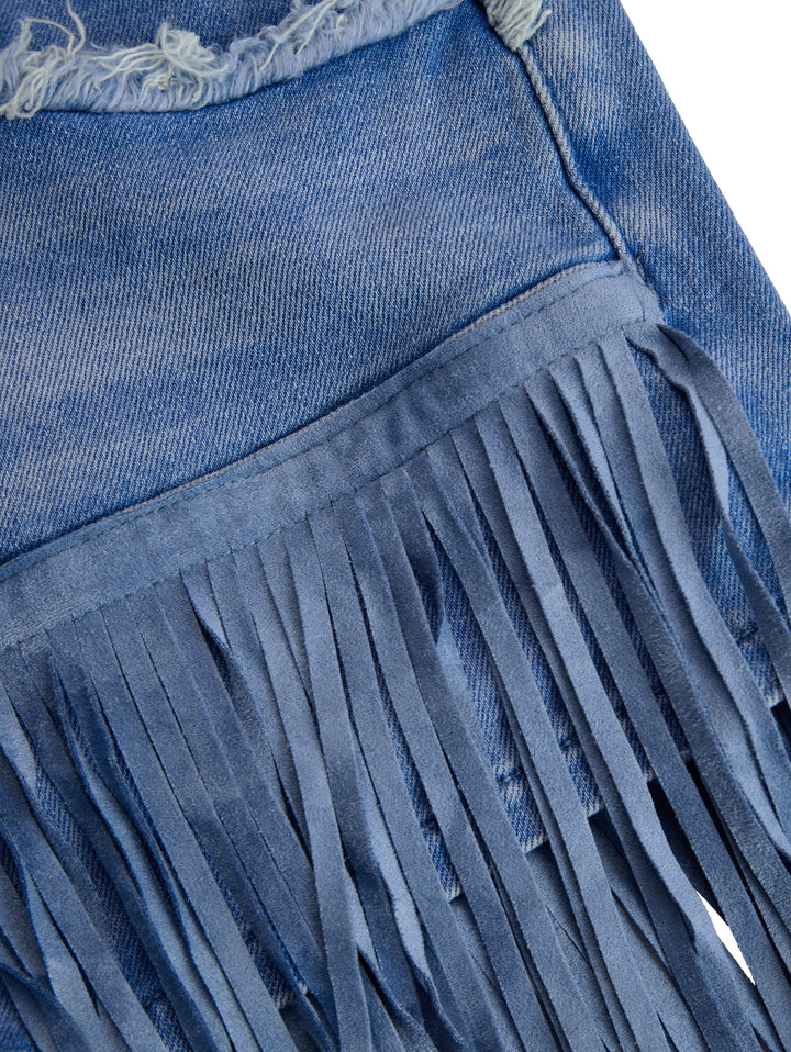 Vera Denim Culottes | High-Waist, Tassel Detail, Slim Fit 6