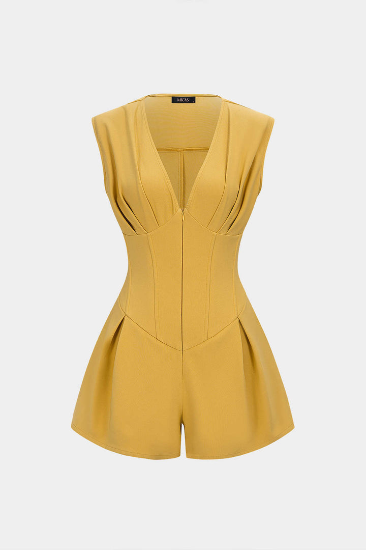 Vera Ruched Romper | V-Neck, Sleeveless, Soft Fabric 1