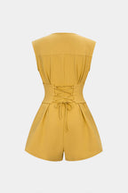 Vera Ruched Romper | V-Neck, Sleeveless, Soft Fabric 2