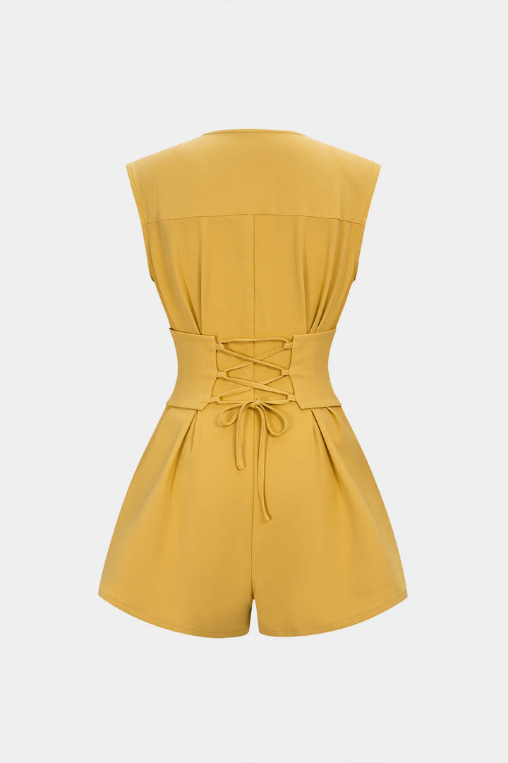 Vera Ruched Romper | V-Neck, Sleeveless, Soft Fabric 2