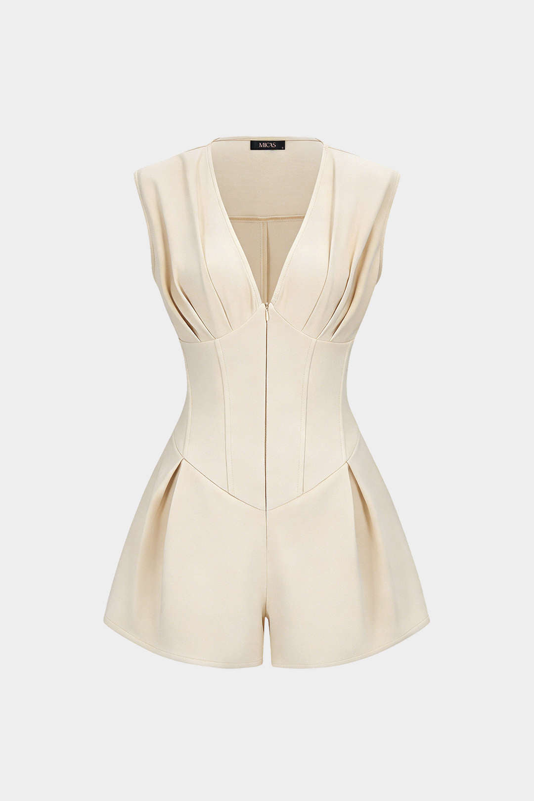 Vera Ruched Romper | V-Neck, Sleeveless, Soft Fabric 5