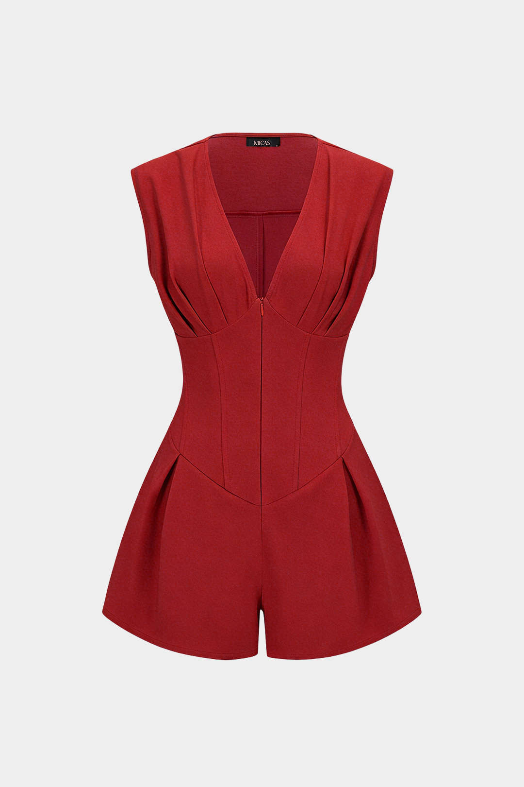 Vera Ruched Romper | V-Neck, Sleeveless, Soft Fabric 6