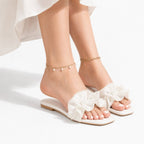 Vionnet Slides | Vegan Leather, Pearl Embellishments 1