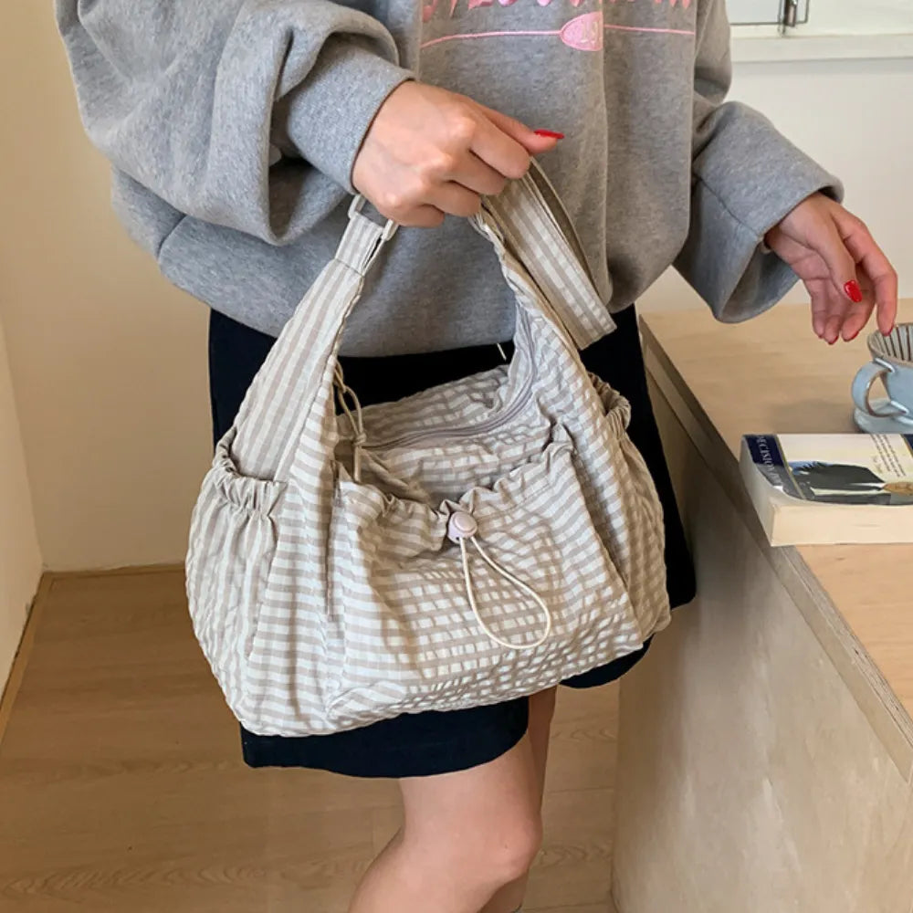 Nava Crossbody Bag for Women featuring a stylish checkered design made of durable nylon and polyester. - 32