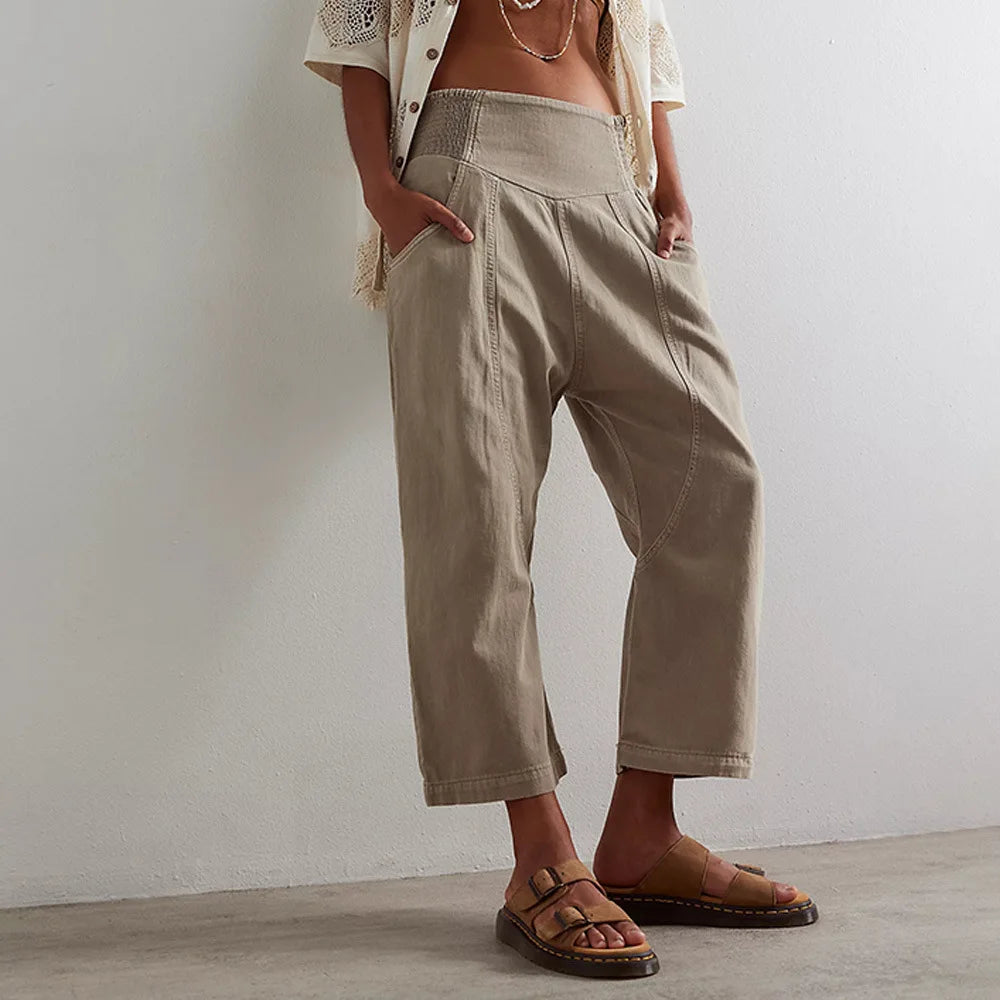 Wander Wide Leg Pants Women | Cotton-Linen Blend, Sculpted Harem-Cut 0