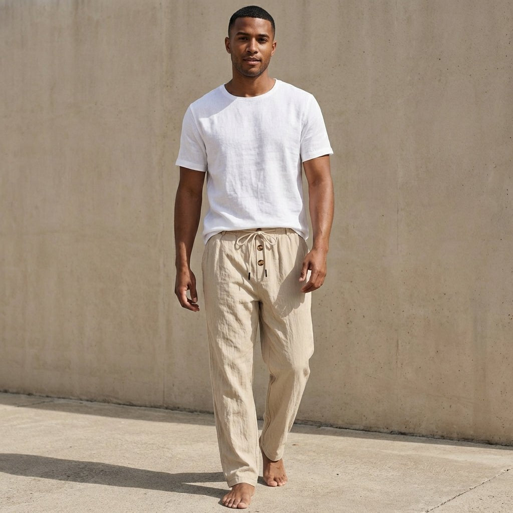 Wanderlust Linen Pants | Textured Wide-Leg Design, Comfortable Drawstring Waist 1