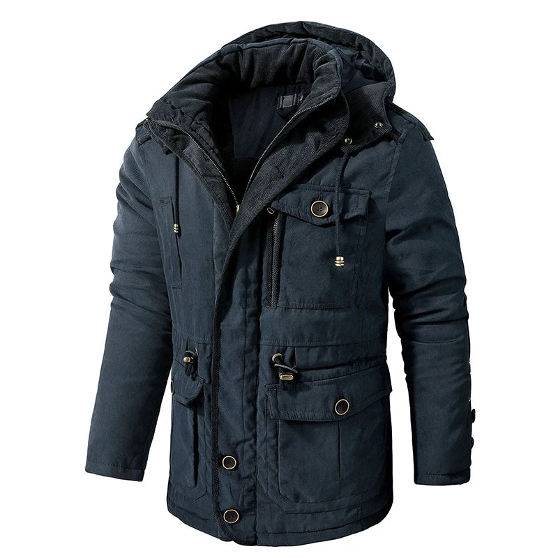 Warmer men's parka with hood
