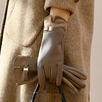 Leather look gloves for winter