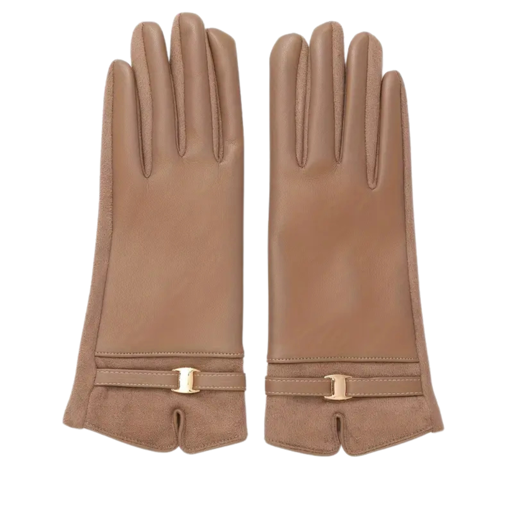 Leather look gloves for winter
