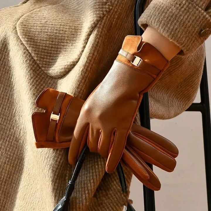 Leather look gloves for winter