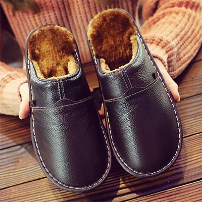 Waterproof leather slippers