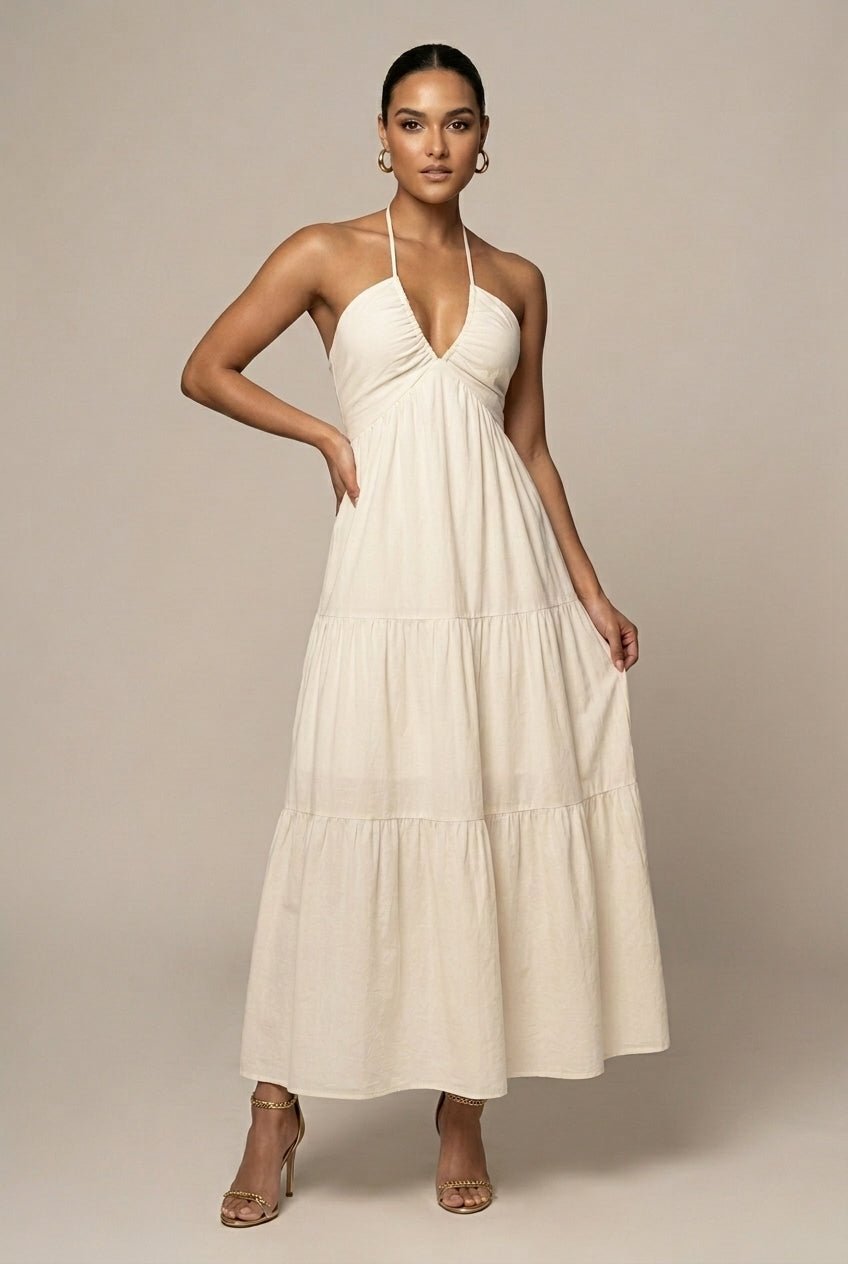 Willa Maxi Dress | Flowy Halter Neck, Tiered Ruffle for Summer Weddings 0