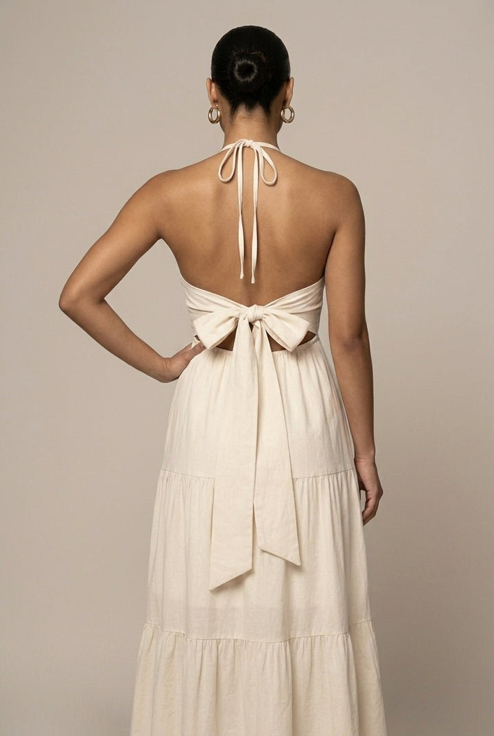Willa Maxi Dress | Flowy Halter Neck, Tiered Ruffle for Summer Weddings 1